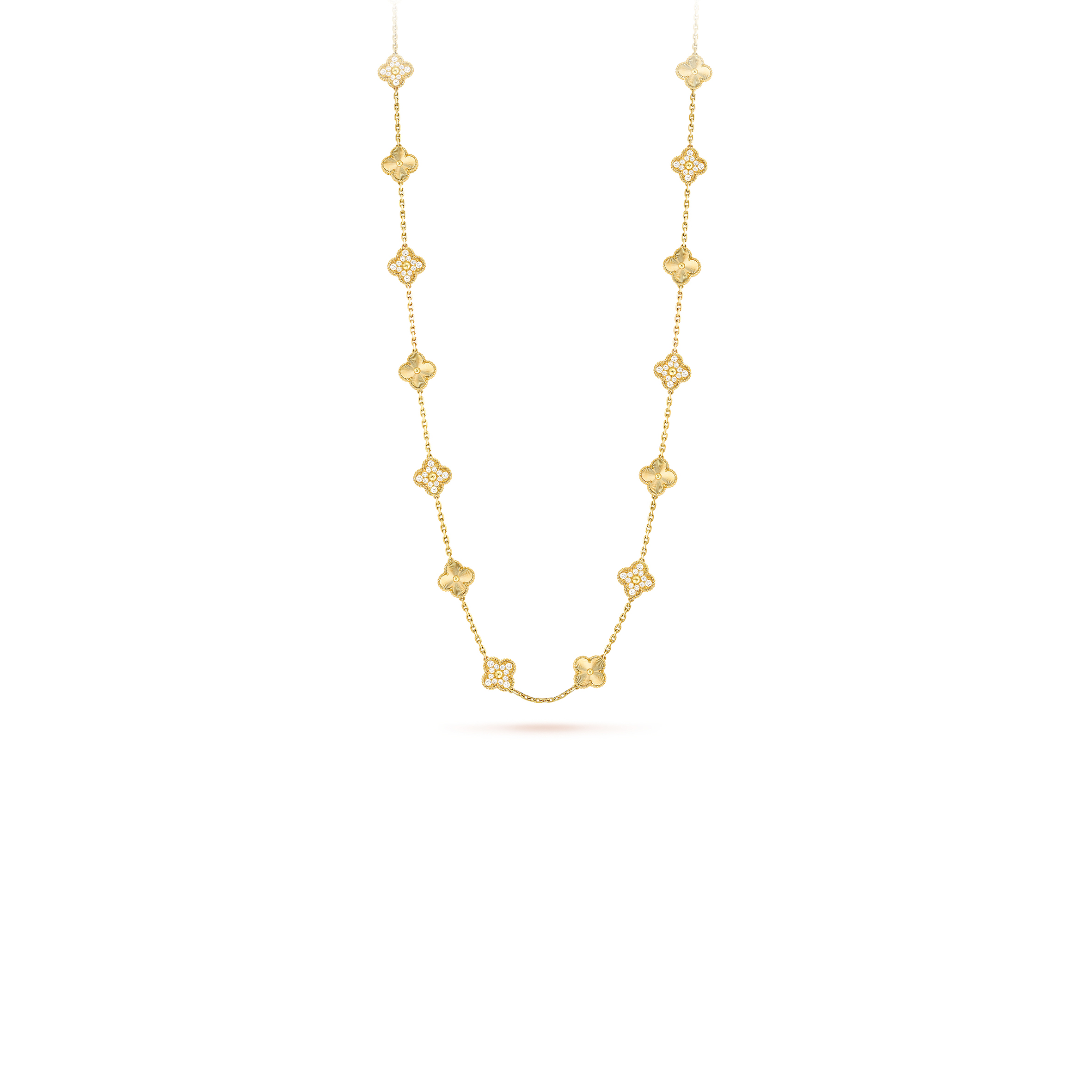 VAN CLEEF ARPELS VINTAGE ALHAMBRA LONG NECKLACE, 20 MOTIFS - YELLOW GOLD, DIAMOND VCARP4KM00 VAN CLEEF ARPELS VINTAGE ALHAMBRA LONG NECKLACE, 20 MOTIFS - YELLOW GOLD, DIAMOND VCARP4KM00